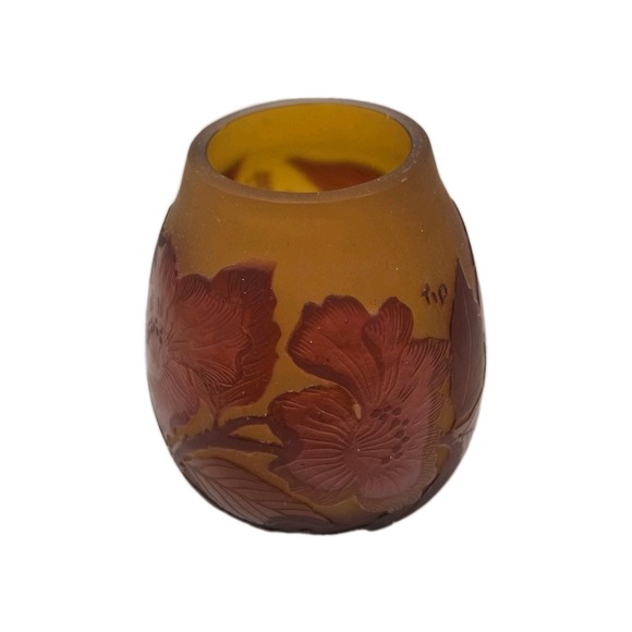 Signed Gallé  Cameo Amber Glass Vase - Picture 6 of 6